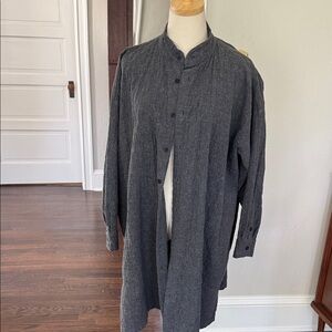eskandar Charcoal Gray quilted cotton swing coat